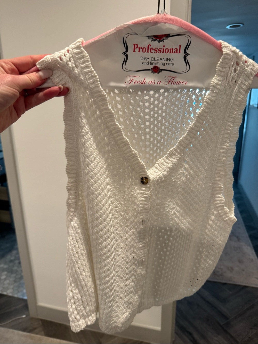 White Knit Button Front Vest
